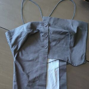 Asymmetrical Buttoned Black Crop Top